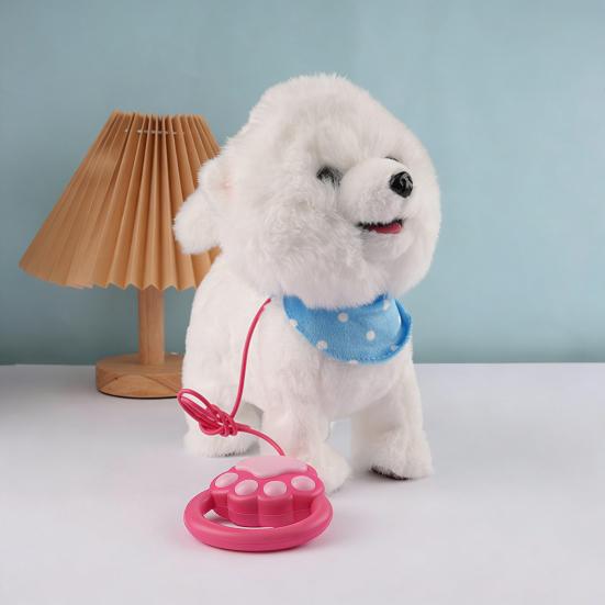 Interactive Walking Plush Puppy Toy with Touch Sensing Tongue Licking Motion Lifelike Sounds Electric Dog Plushie with Leash Simulation Stuffed Toy