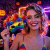 Festoso Copricapo di Carnevale Maschera di Mardi Gras per Uomini Donne, Mascherata Arcobaleno Colorata Plastica Dura Resistente Veneziana Festa di Ballo, Carnevale, Halloween