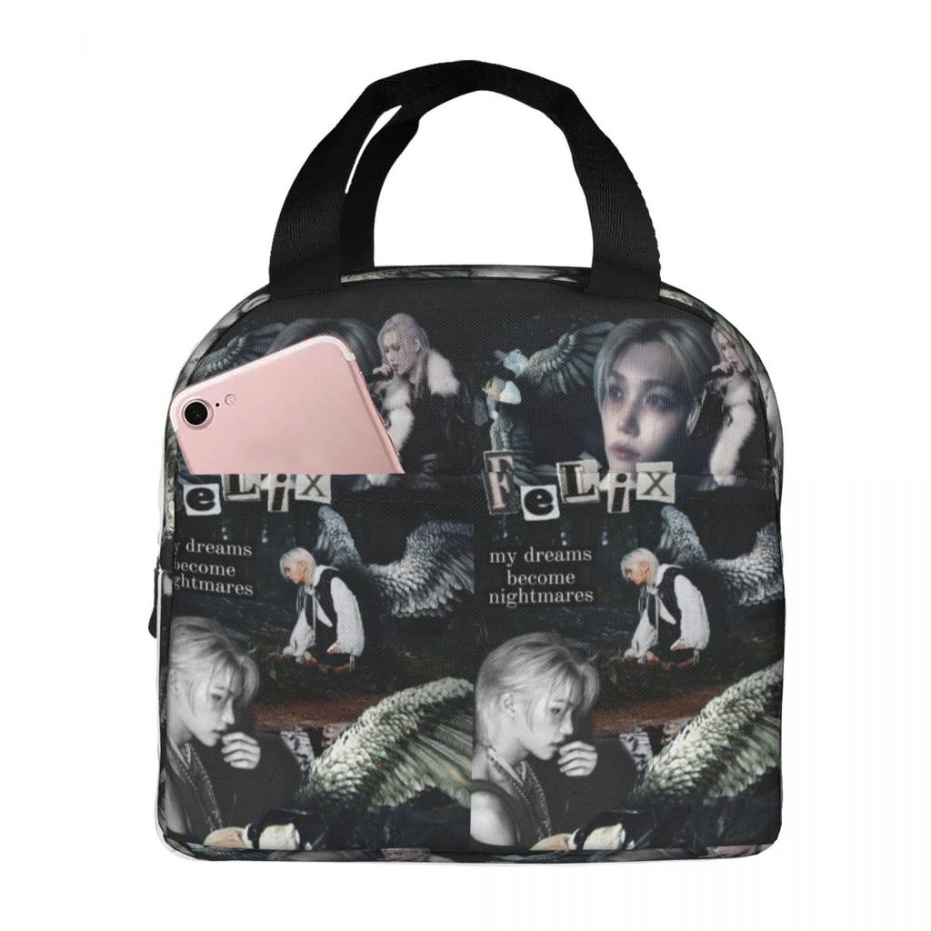 FELIX Korean Kpop Singer Insulated Lunch Bag for Women Office Cooler Thermal Food Box Tote Leakproof Lunch Boxes Container