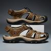 Summer Men Sandals Genuine Leather Mens Casual Shoes Outdoor Men Leather Sandals for Men Beach Shoes Roman Shoes Plus Size 38-46