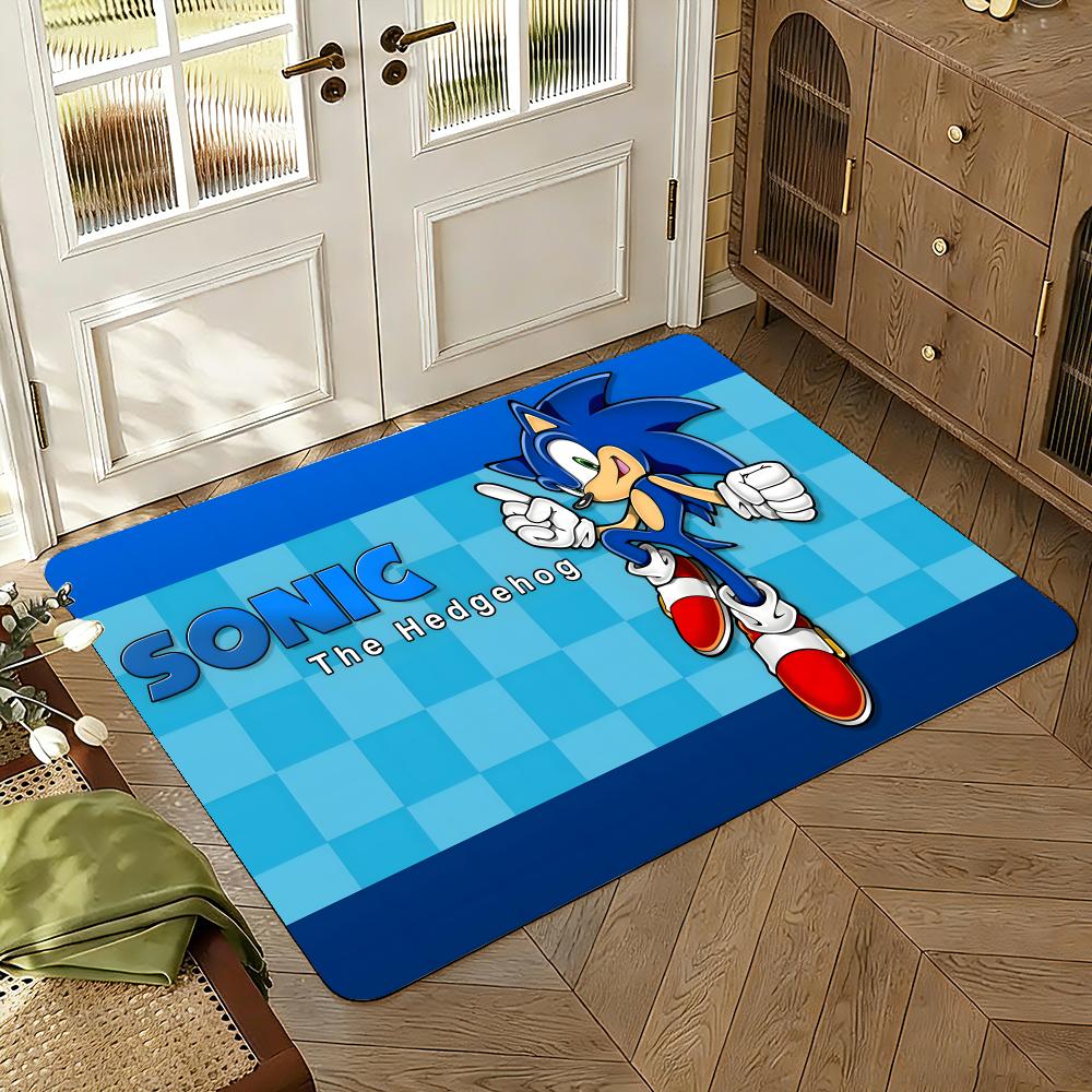 Classic Anime S-Sonic Characters Floor Mat Floor Mat Soft Flannel Non-Slip Door  Rug for Living Room