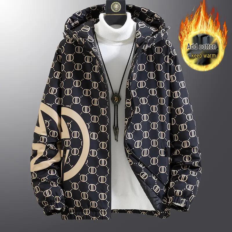 Europejska Modna Męska Kurtka Jacquard w Kratę ze Stójką - Koreański Styl Wiosenno-Jesienny Casualowy Top