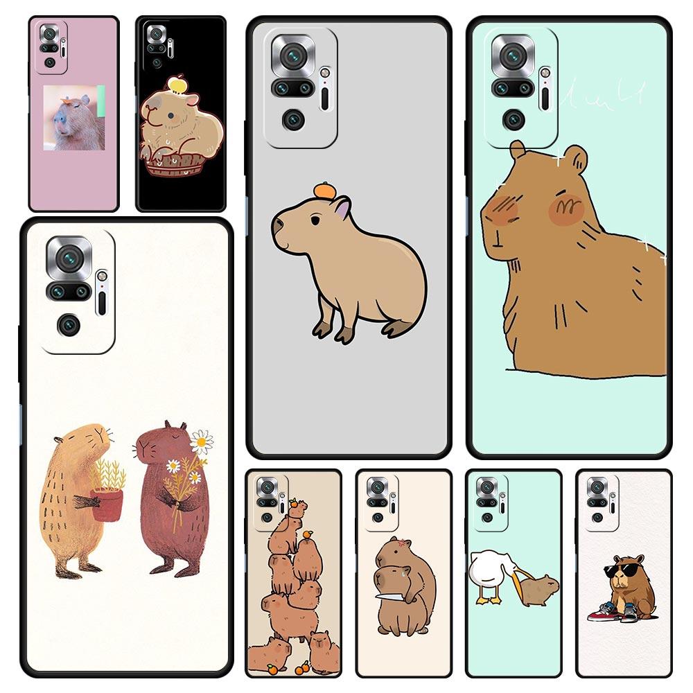 Phone Case For Xiaomi Redmi Note 13 12 5G 9S 9 8 10 11 Pro 9T 13C 12C 10C 9C 9A 7 Pro Soft Silicone Cover Cartoon Capybara