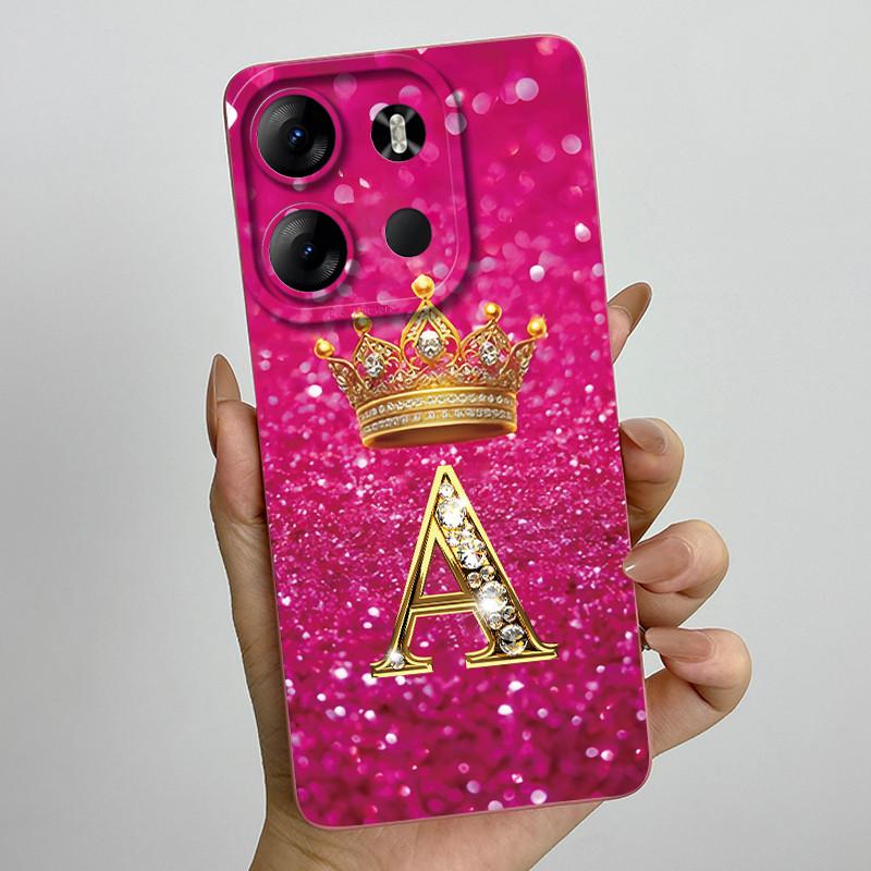 For Tecno Pop 7 Pro Pop7 BF6 BF7 Phone Case Crown Letter Back Cover Soft Liquid Silicone Fundas For Tecno Spark GO 2023 Bumper