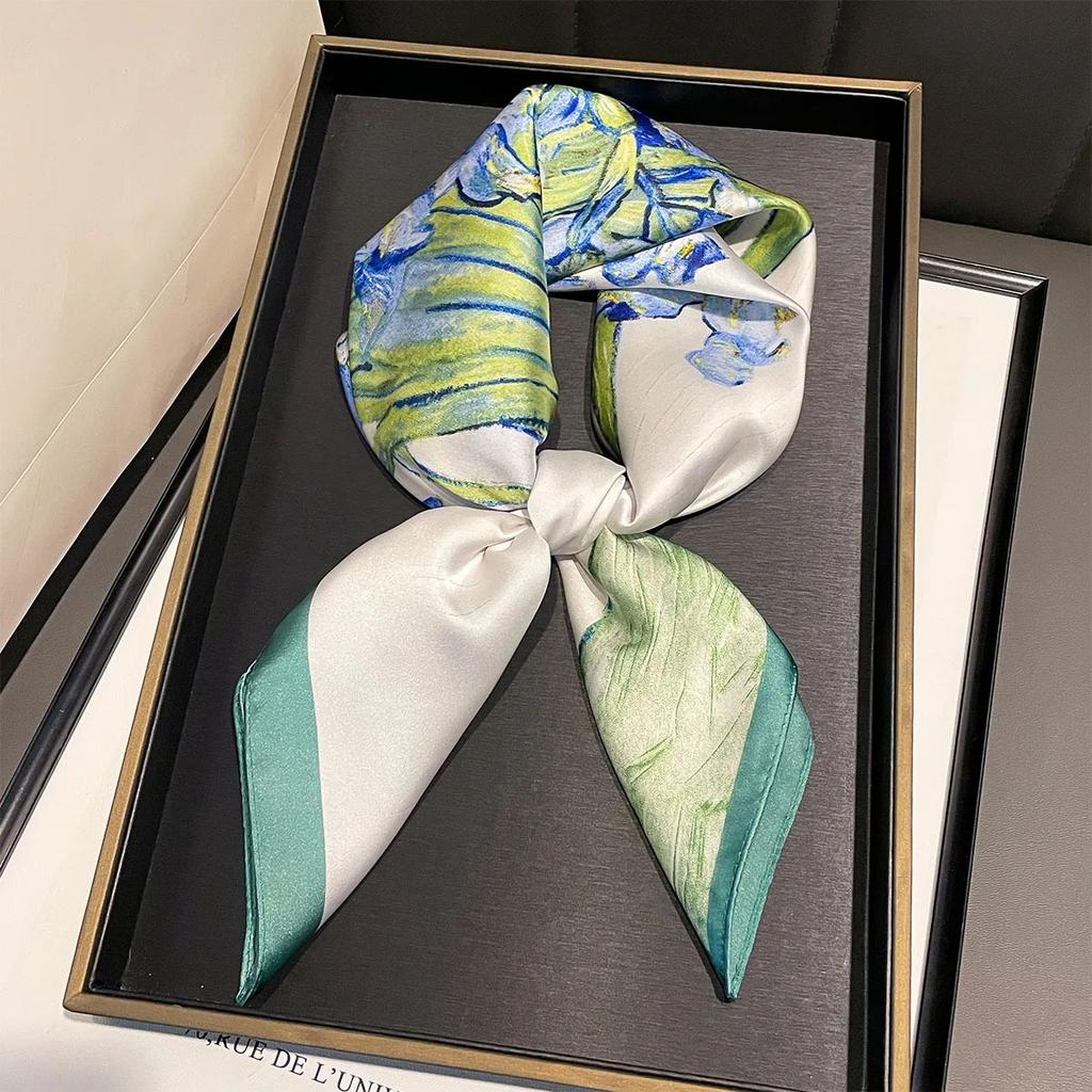 Paisley Floral Print Silk Square Scarfs For Women Decorate Neck Ties 70*70Cm Kerchief Lady Hijab Female Neckerchief Wraps Soft