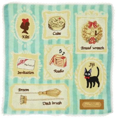 Marushin Hand Studio Ghibli Delivery Many 1005036600 Towel, "Kiki's Service" Jiji, 25x25cm, Frame, 100% Cotton,