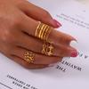 Fashion Commuting Simple Geometric Jewelry Hollow Multi-layer Texture Splicing Design Sense Index Finger Ring Titanium Steel Open Ring