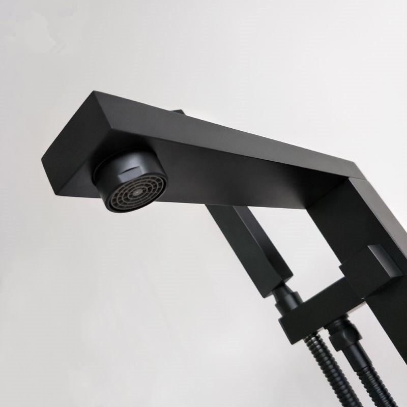 Freestanding Bath Bathtub Filler Faucet Mixer Tap Floor Mounted Matte Black Rose Gold Brushed Square Single Handle Spout Shower