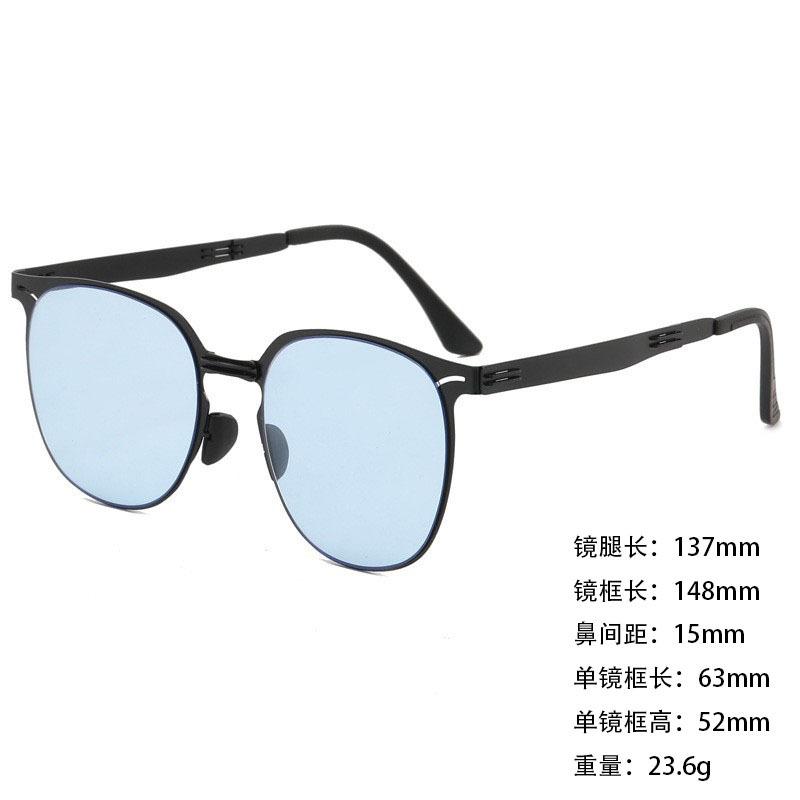 Vangood Fashion Ultra Light Metal Shrapnel Folding Sunglasses Sunscreen Uv400 Biscuit Folding Silicone Sunglasses