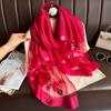 Large Luxury Silk Scarf Soft Thin Shiny Lace Scarf Fashion Women Hijab Shawls  Headkerchief