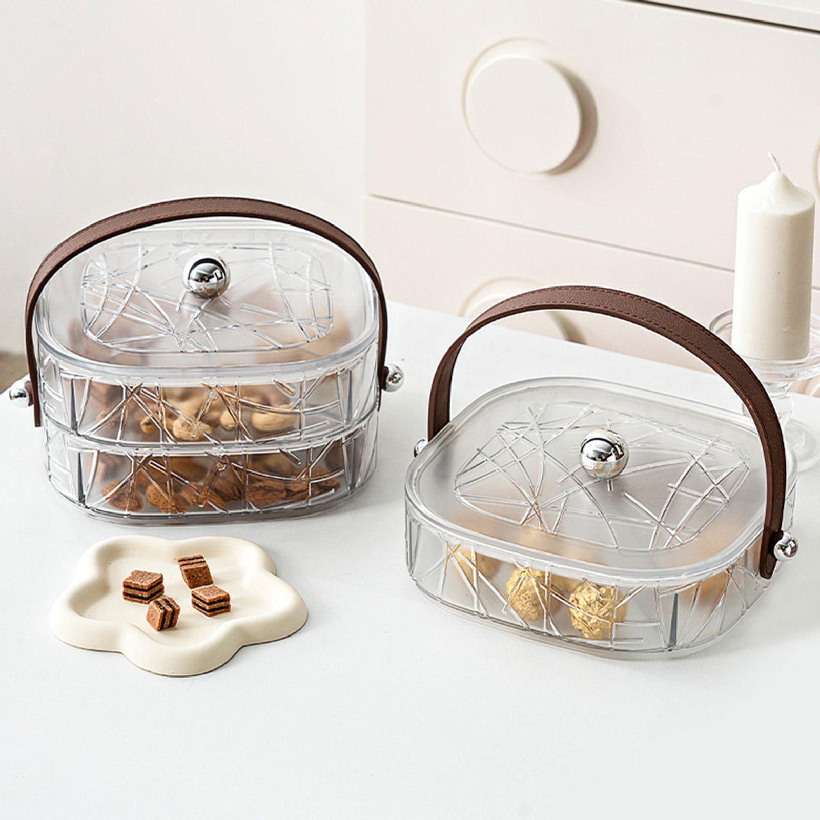 Dried Fruit Tray Appetizer Plate with Handle Practial Nuts Tray Divided Serving Platter for Party Candy Cookies 25.2cmx8.7cm
