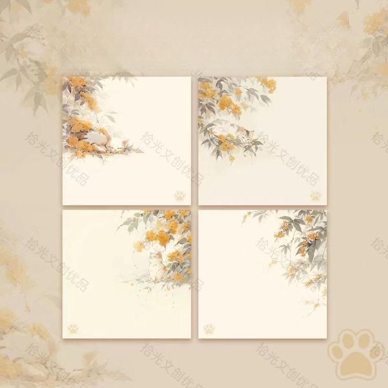 

Office School Supplies Cute Osmanthus Cat Note Pad Small Fresh and Beautiful Literary Tearable Niche Student Kawaii Stationery