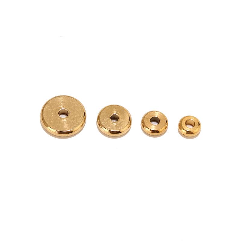 20st Rostfritt Stål Runda Platta Mellanläggspärlor 4mm 6mm 8mm 10mm Lösa Pärlor för Smyckestillverkning DIY-material Hål 2mm