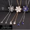 Korean Crystal Flower Sweater Chain Necklace - Long, Versatile for Autumn/Winter