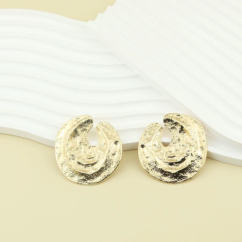 Niche Design Metal Retro Round Earrings, Exaggerated Personality Cold Style Fashion Earrings