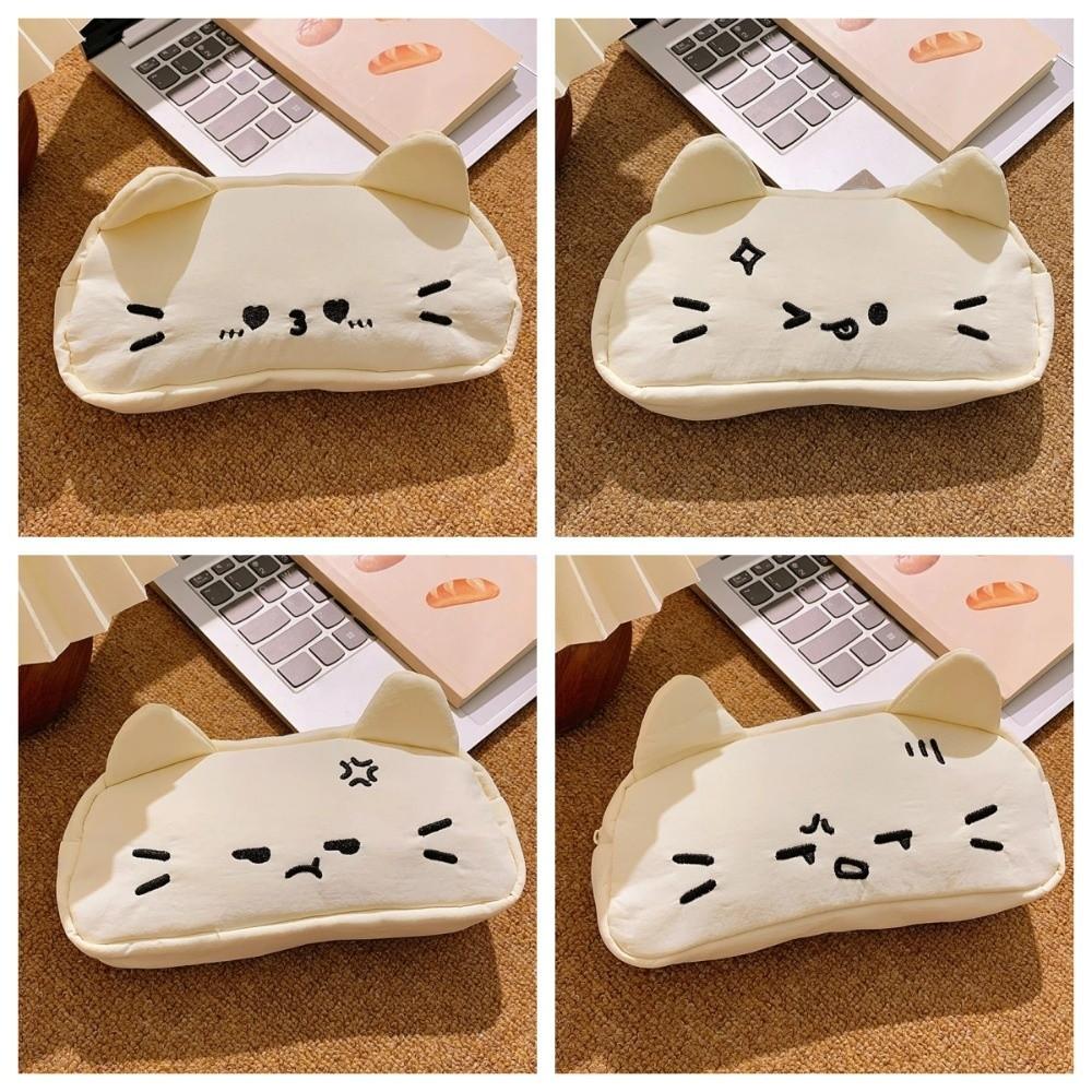 Funny Embroidered Cat Pencil Case Cartoon Kitty Stationer Bag Stationery Storage Bag Student Use