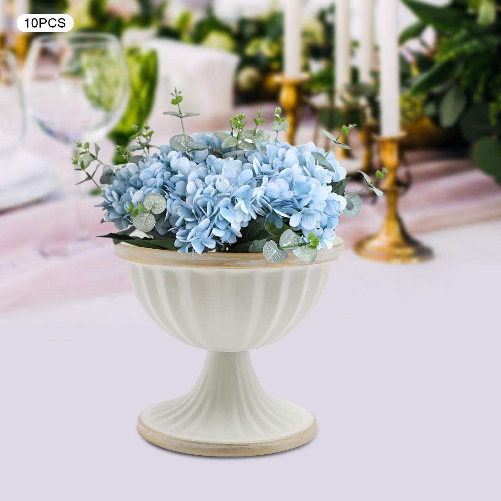 

10 шт. Мини-вазы для цветов, 9,5 см высотой, Маленький centerpiece для стола, Бело-золотые металлические горшки для свадебной вечеринки, Декор в стиле кантри белый