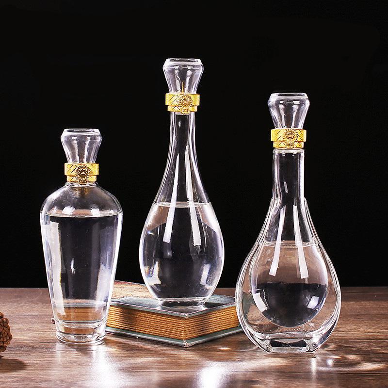 500ml Clear High-White Glass Wine Bottle, Decorative Empty Baijiu Bottle