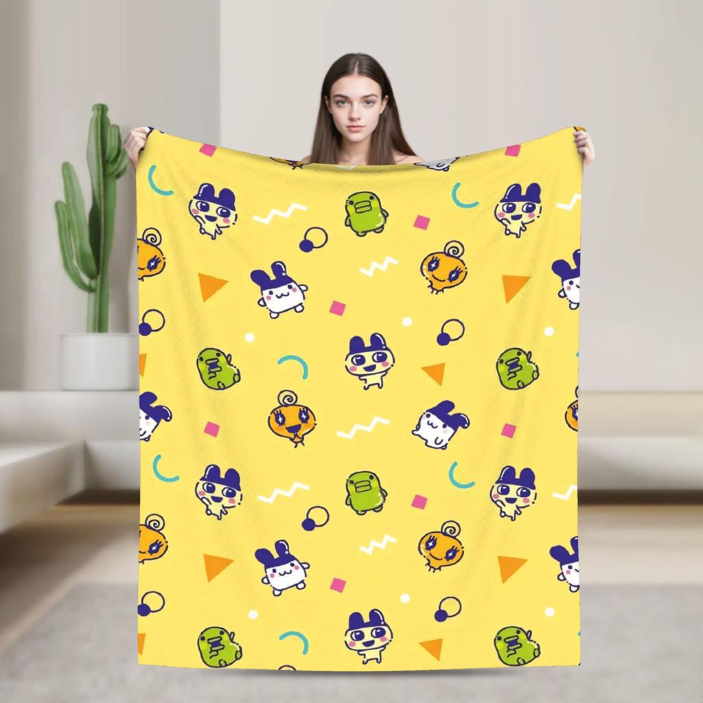 Japanese Cute Tamagotchis Blanket Flannel Funny Breathable Throw Blanket for Coverlet Autumn/Winter