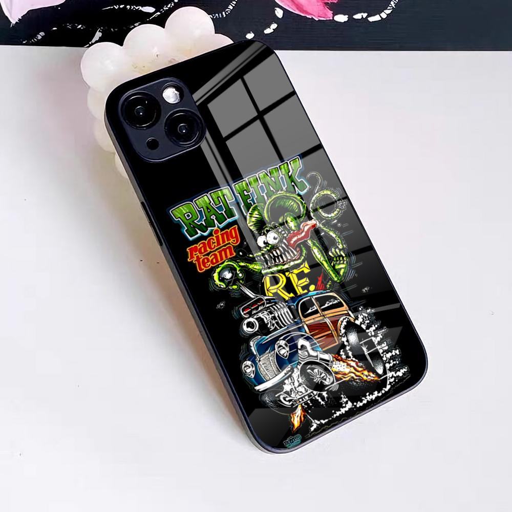 Funny Rat Fink Phone Case For IPhone 17 Pro Max 16 15 14 Pro Max 13 11 X Xs Xr 8 7Plus Glass Cover