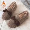 Fashion Korean Style Shallow Mouth Female Shoes 2025 Winter Fur Comfortable Loafers Casual Soft Warm Flat Shoes Bow Slip On Women Shoes