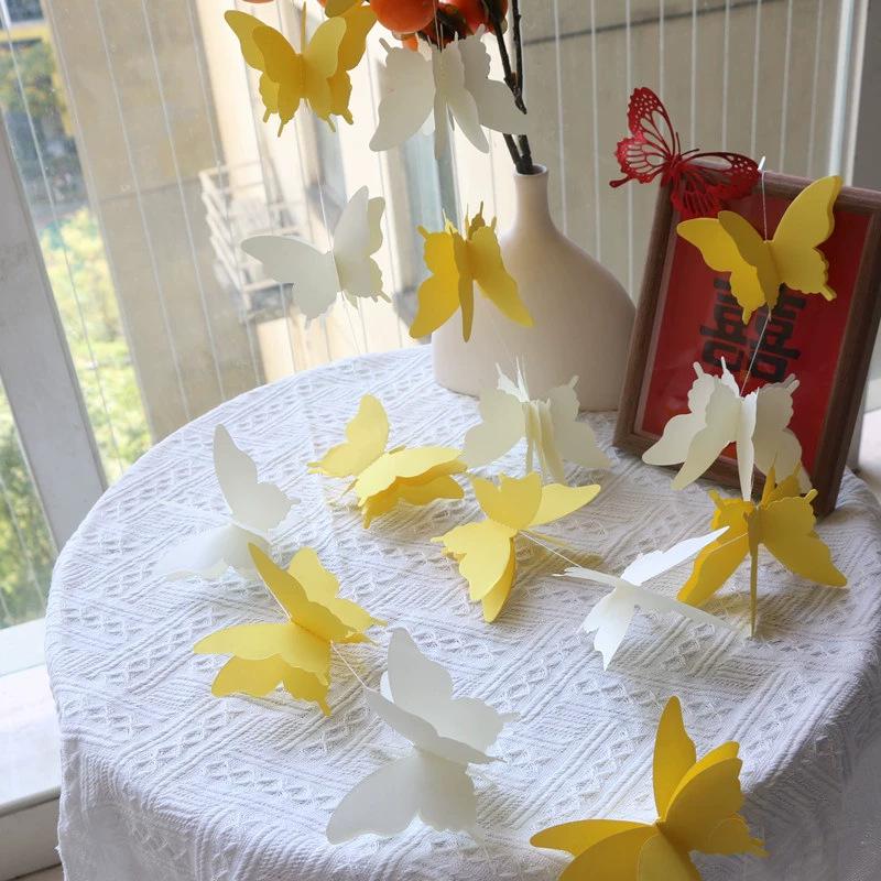 Colorful 3D Paper Butterfly Garland for Party, Wedding, and School Decoration