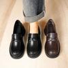 Echtes Leder Ballerina für Huizhou Damenschuhe Traubenmutter, die gleichen Loafer mit dicken Sohlen erhöhen die Höhe von Herbst- und Winter-Kleinlea