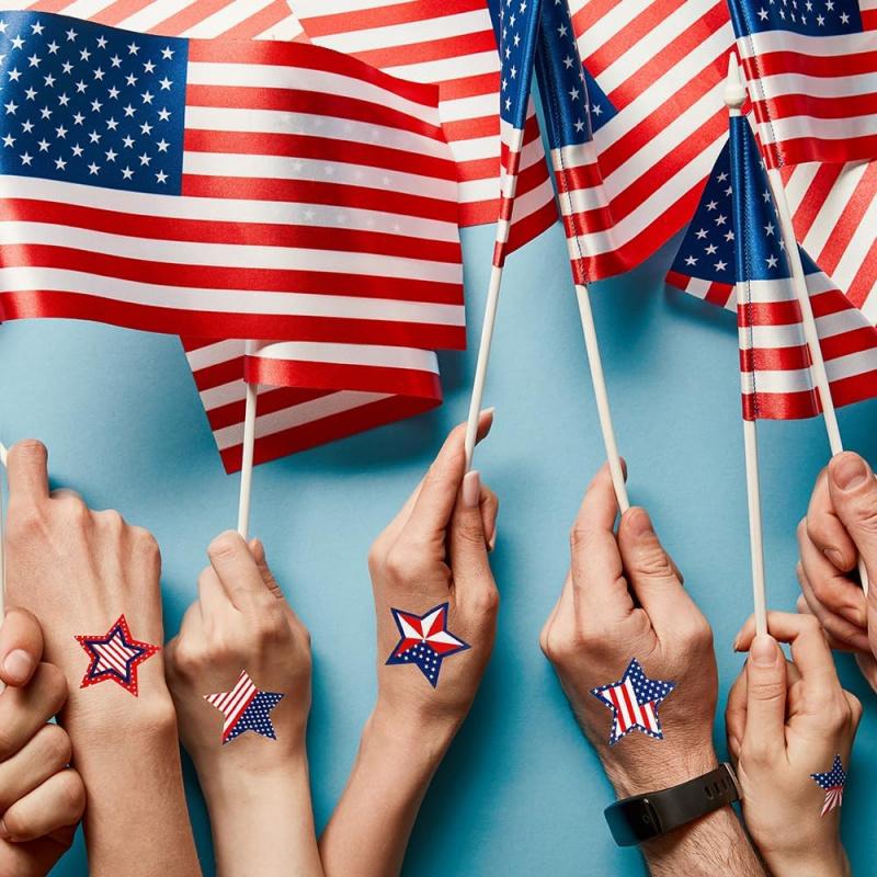 500pcs American Independence Day Stickers, Pentagram Star Stickers For Envelopes, Giftsand Party Celebration Decorations