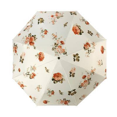Three-fold Gold Hook Curved Handle Parasol Sun Protection UV Protection Folding Sun Umbrella Retro Umbrella
