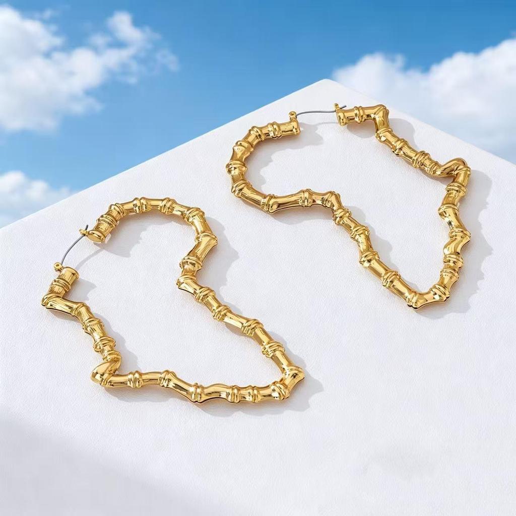 Bold Bamboo Joint Hoop Earrings: Trendy Cold Style Punk Ear Jewelry
