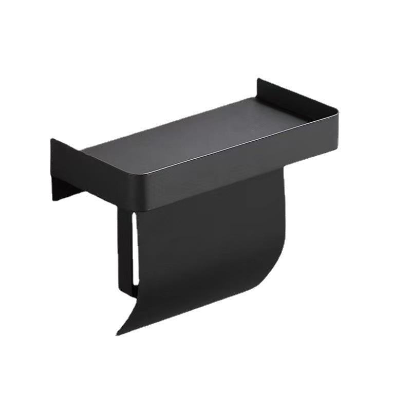 Stainless Steel Toilet Paper Holder with Phone Shelf, Punch-Free Installation for Home and Public Restrooms