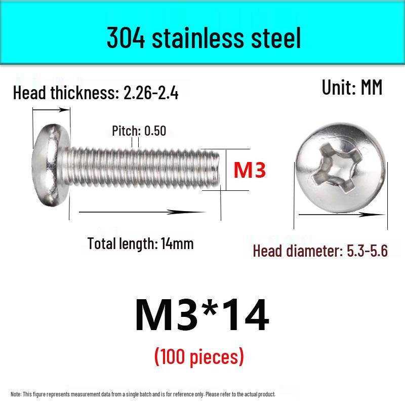 In-Stock 304 Stainless Steel Phillips Pan Head Machine Screw GB818