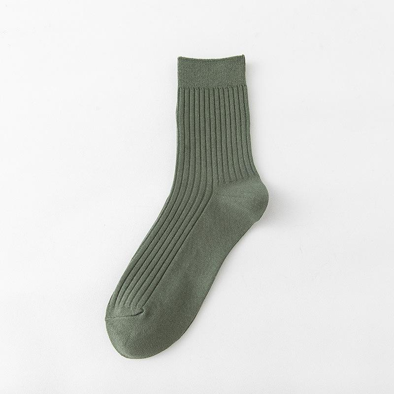 

Мужские весенне-осенние полосатые однотонные хлопковые повседневные дышащие теплые носки-гольфы 1 pair зелёный