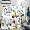 1Pc Cute Vehicle Print Flannel Blanket, High Quality Comfortable for All Seasons, Home Decor, Warmth and Comfort, Perfect for Christmas Gifts W45