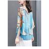 Plus Size Women Printed Chiffon Three Quarter Sleeve Fashionable Blouse