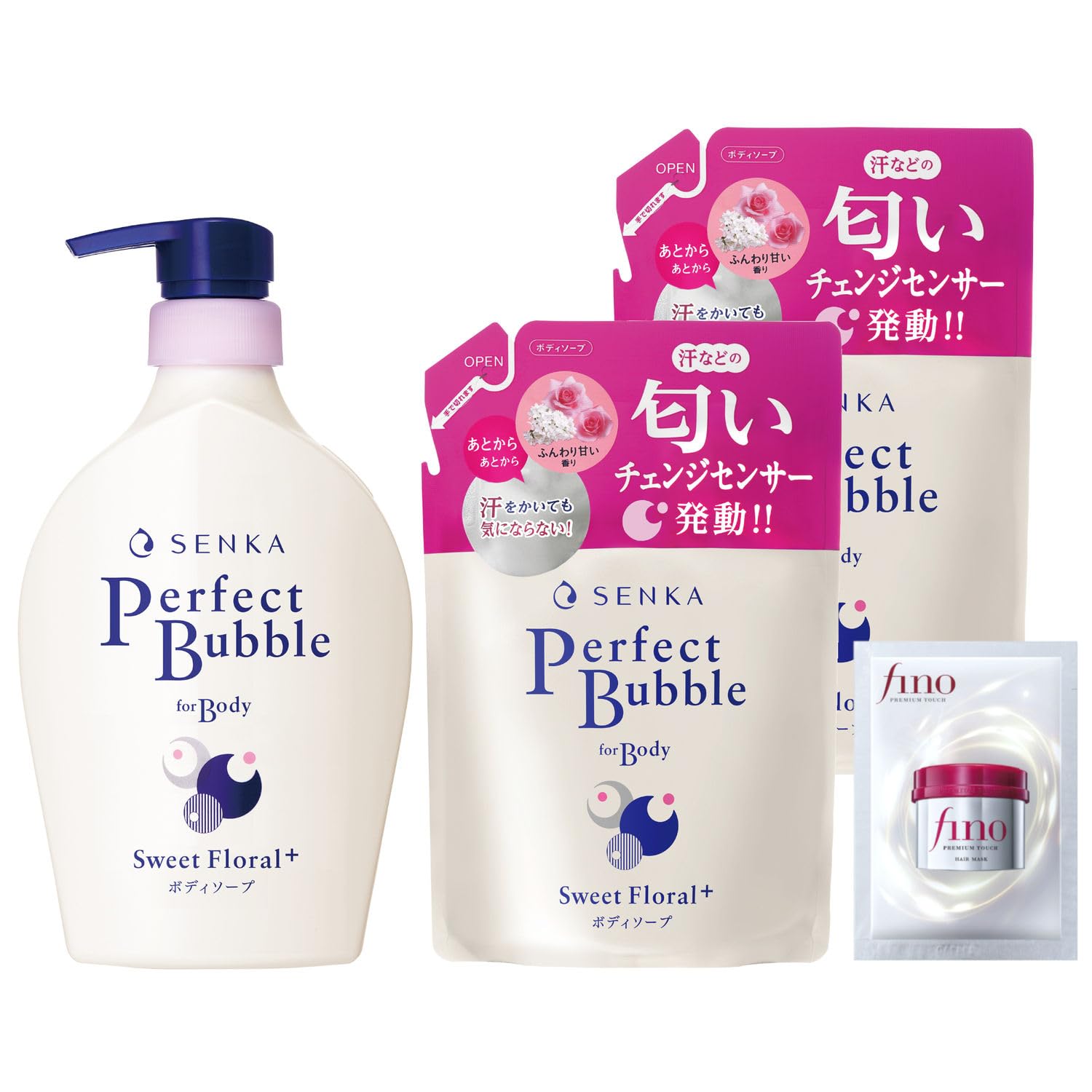 

SENKA Perfect Bubble for Sweet Набор 2 сменных блока Гель для тела Senka Body, Цветочный, (Низ + + Бонус) Мыло, Пот, Запах, Увлажняющий,