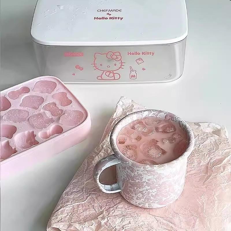Kitten Kt Press Ice Cube Mold - Cute Cartoon Silicone Ice Tray, Household Ice Making And Storage Box