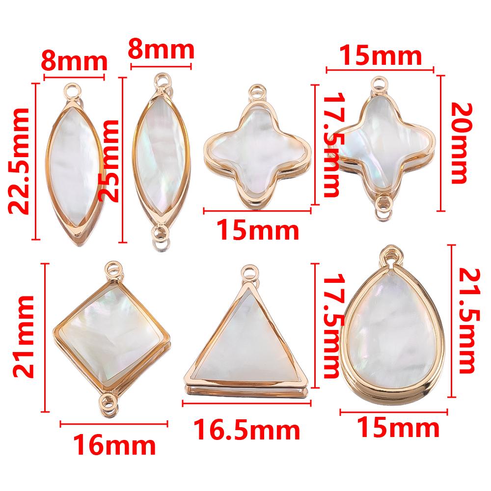 5Pcs Love Round Cross Shell Pendant Necklace Charms Jewelry Making Bracelet DIY Earrings Supplies Summer Beach Ocean Accessories