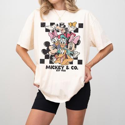 Grote Maat Dames Klassiek Disney Mickey en Vrienden Shirt, Disneyland Trip Vakantie Shirt Puur Katoen Streetwear Oversized