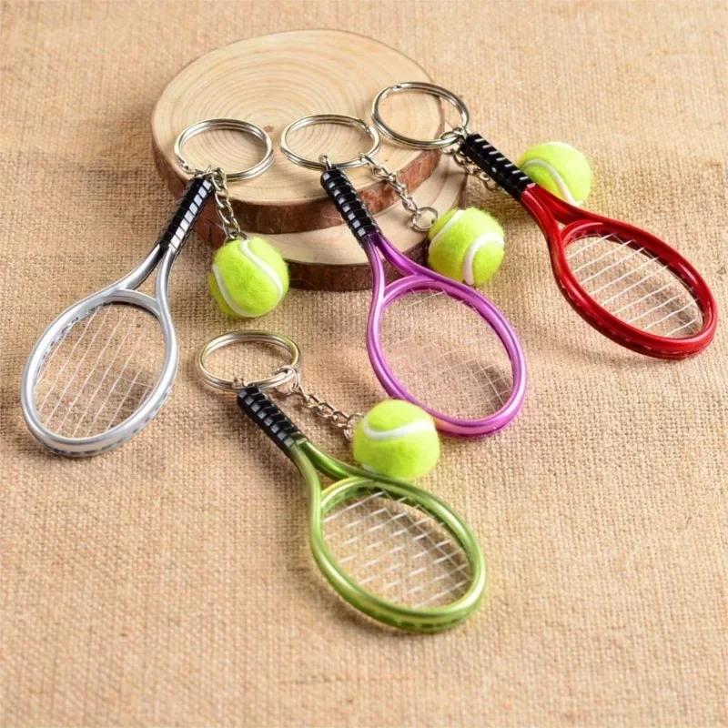 1pc Tennis Keychain Alloy Tennis Raclet, Ball Split Ring Keychain For Sport Lovers Team Sports Bag Chain Pendant