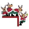 Holiday Door Frame Ornament Christmas Wooden Corner Decor with Snowman/Elk Designs, Seasonal Sticker Ornament, Decorative Topper for Home Decoration