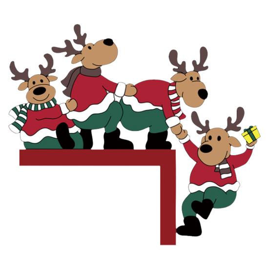 Holiday Door Frame Ornament Christmas Wooden Corner Decor with Snowman/Elk Designs, Seasonal Sticker Ornament, Decorative Topper for Home Decoration