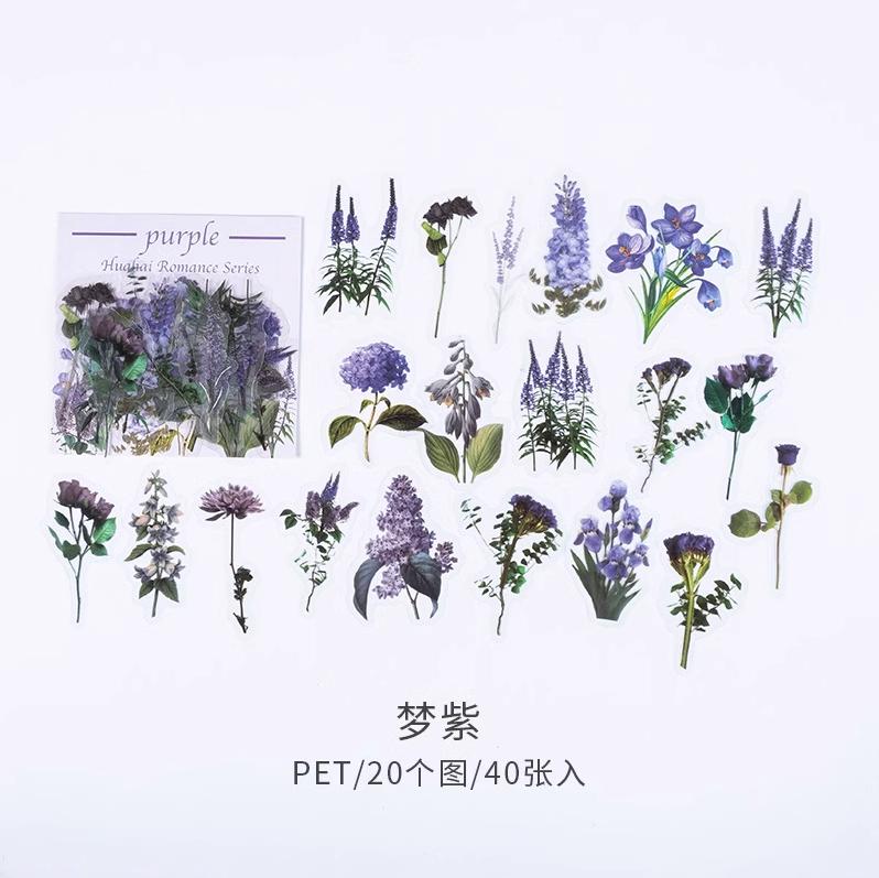 40pcs/bag Vintage Ginkgo Leaves Flowers PET Sticker Package DIY Diary Decoration Sticker Album Scrapbooking