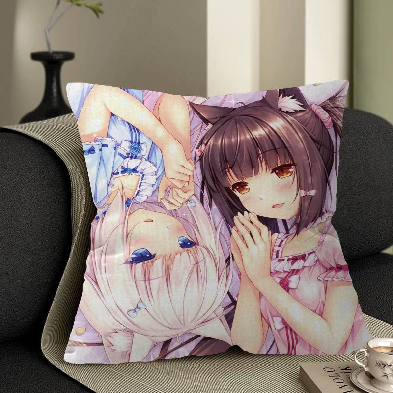 Anime Nekopara Pillow Gift Home Office Decoration Bedroom Sofa Car Cushion Cover Case 45X45