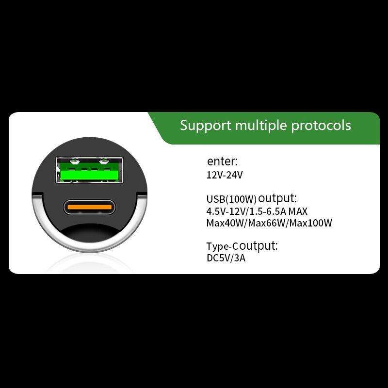 Neues Auto Zugring Autoladegerät PD+USB Schnellladung Mini Versteckt 66W Flash-Ladung Multifunktions-Autoladegerät Auto