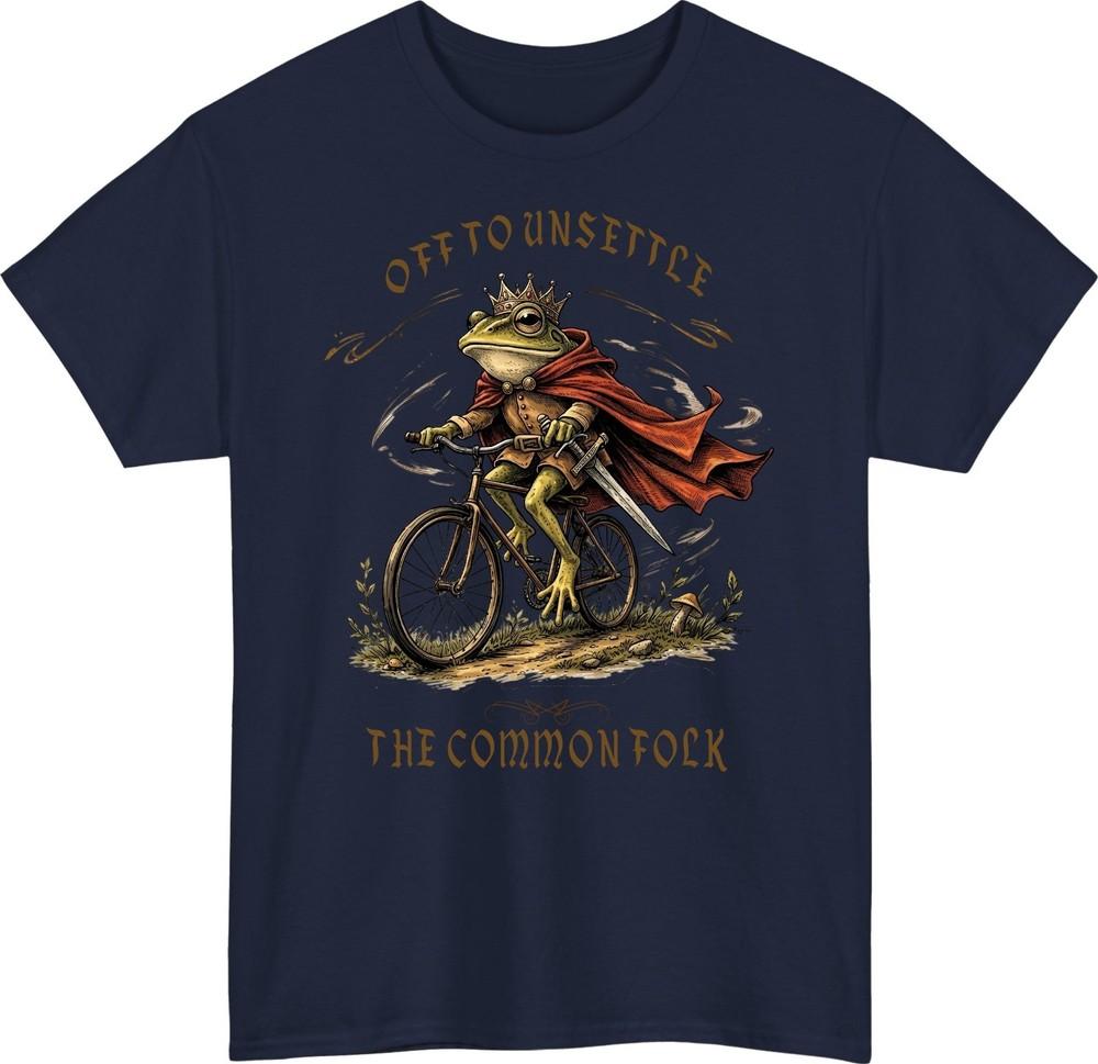 Off To Unsettle The Common Folk Frog Unisex TShirtFunny Regal Crown Sword Tee S