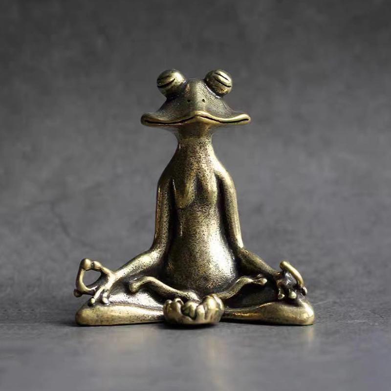 1PC Retro Copperware Incense Socket Zen Frog Ornaments Solid Pure Copper Frog Tea Pet Incense Holder Ornaments