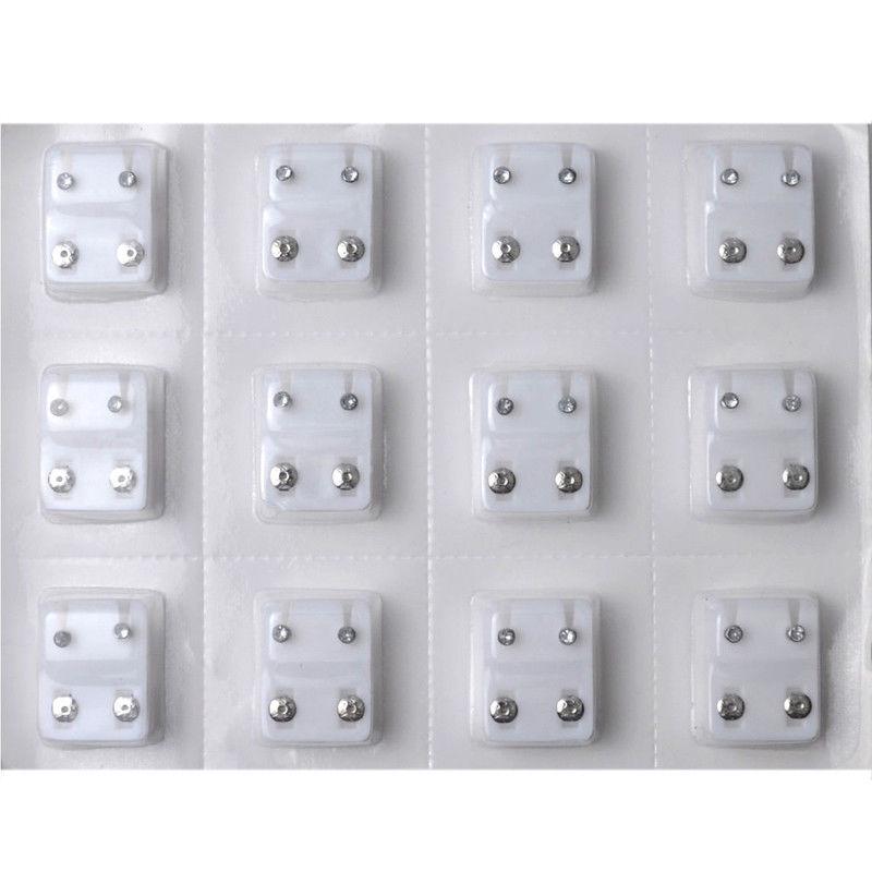12 Pairs Steel Crystal Surgical Piercing Ear Stud Earrings for Piercing Gun Tool