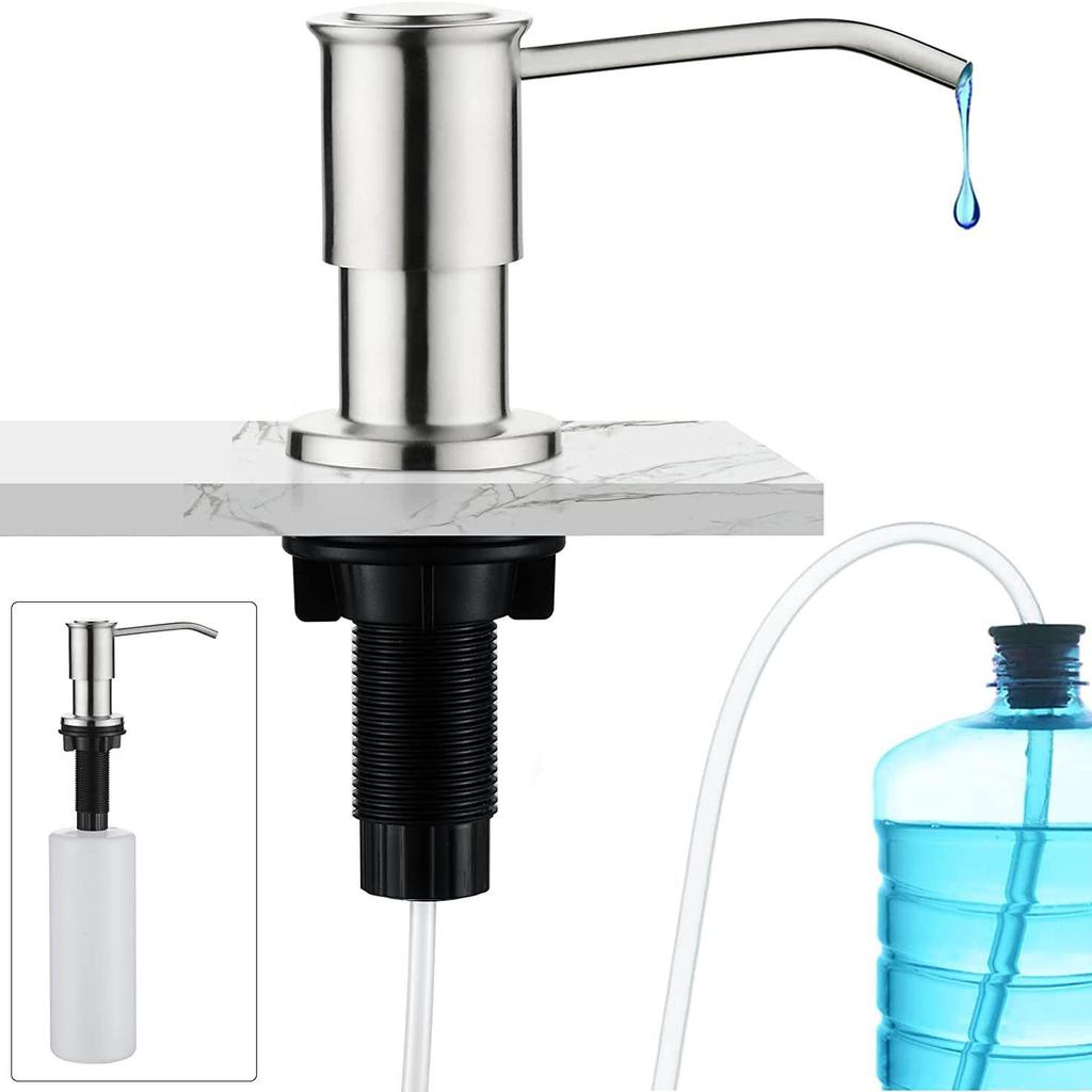 Stainless Steel 304 Kitchen Sink Soap Dispenser, 500ml Press Type with 120mm Silicone Tube