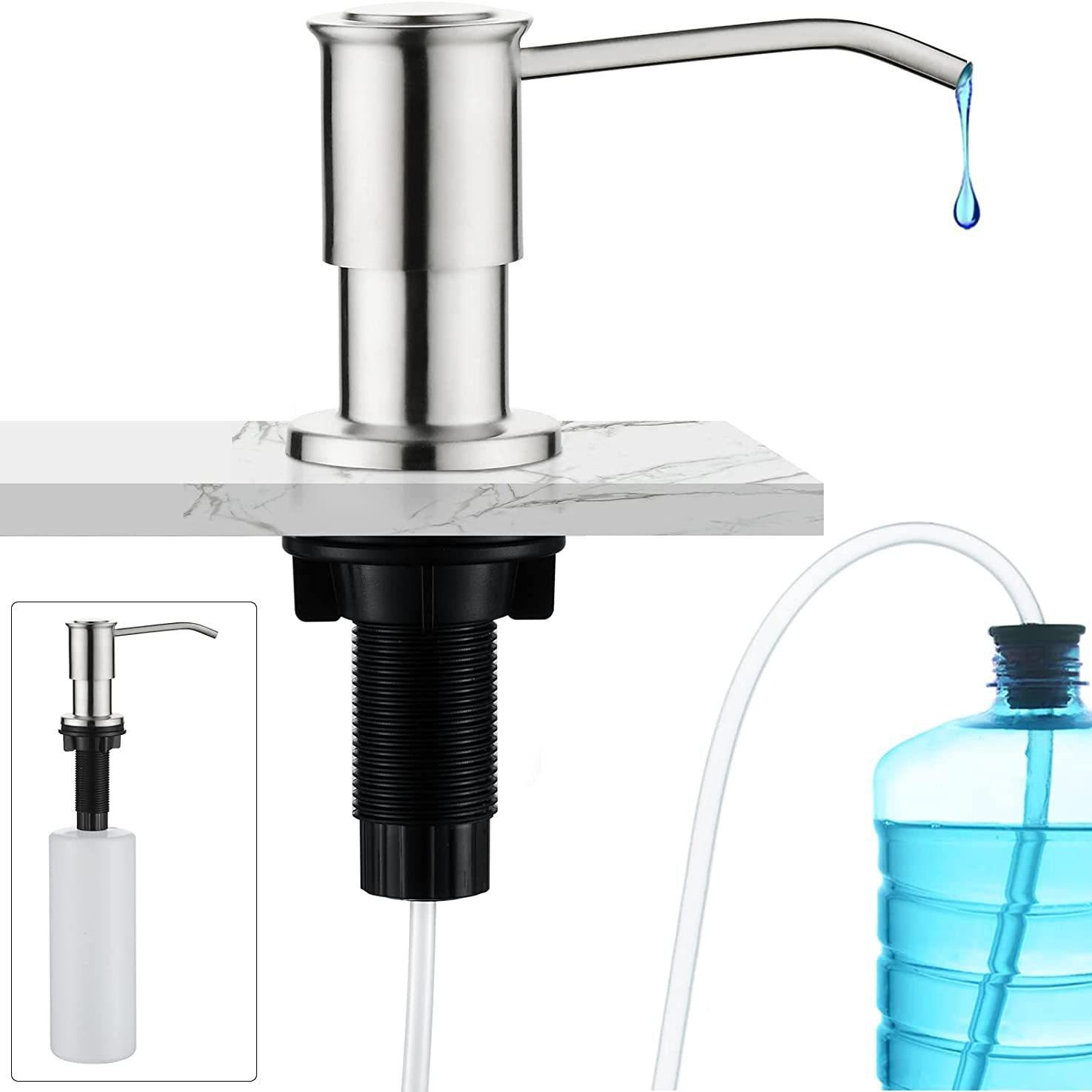 

Stainless Steel 304 Kitchen Sink Soap Dispenser, 500ml Press Type with 120mm Silicone Tube